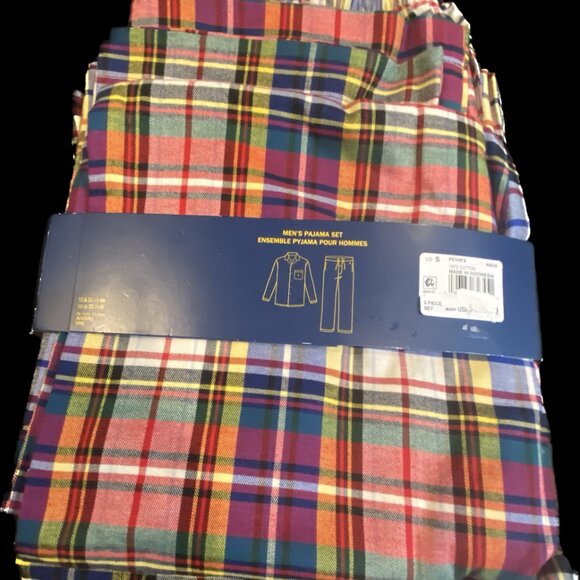Men Polo Ralph Lauren 2-Piece 100% Cotton Tartan Plaid Pajamas Sleepwear Set S M - Picture 4 of 6